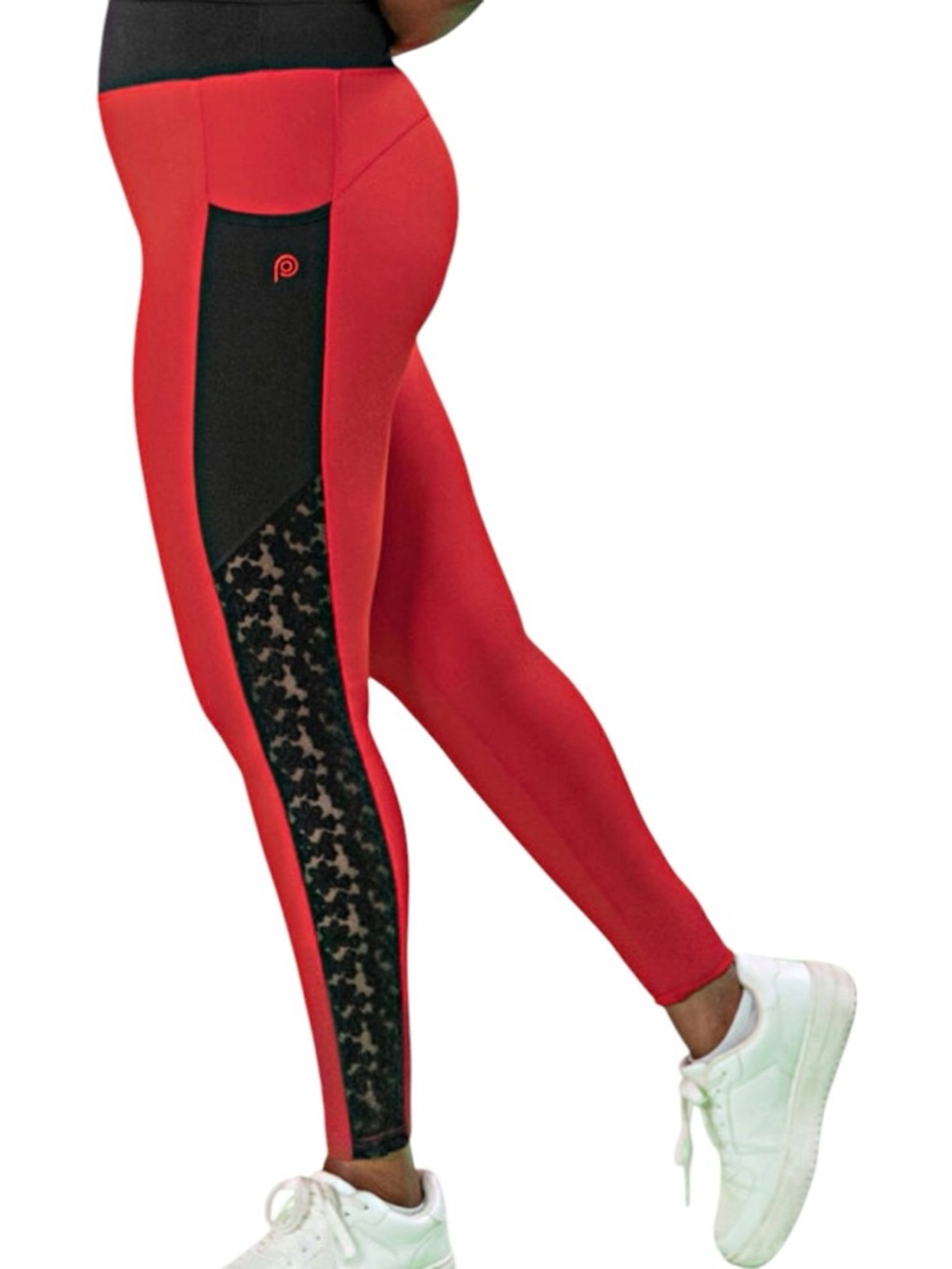 POP Fit Red Lace Inset Leggings size 4x